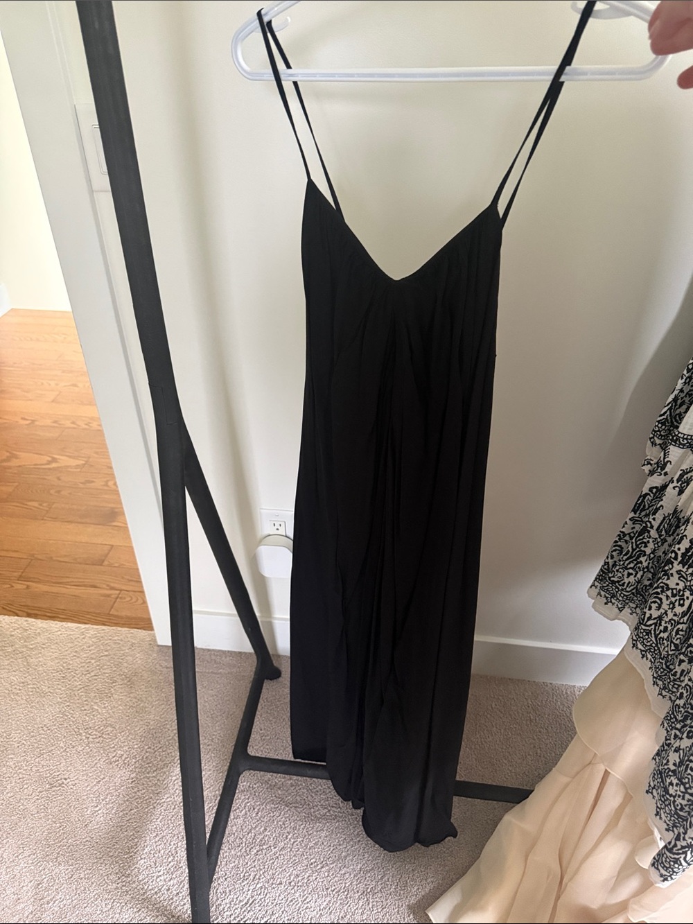 Source Unknown Black Maxi Slip Dress with Double Spaghetti Straps